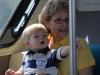 Grandma and Hunter riding monorail